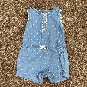 3 Month Jean Polka Dot Romper